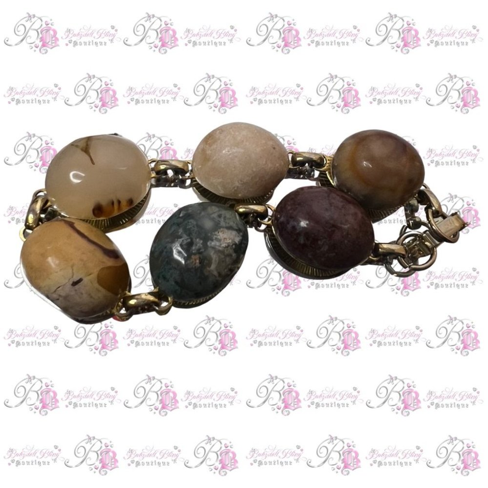 1940s scarab bracelet EGYPTIAN STYLE GOLD real gem stone healing crystals 💎⭐️ - Picture 2 of 12